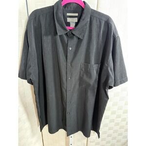 Bruno Black Sueded Microfiber Short Sleeve Button Down Shirt 3X Big